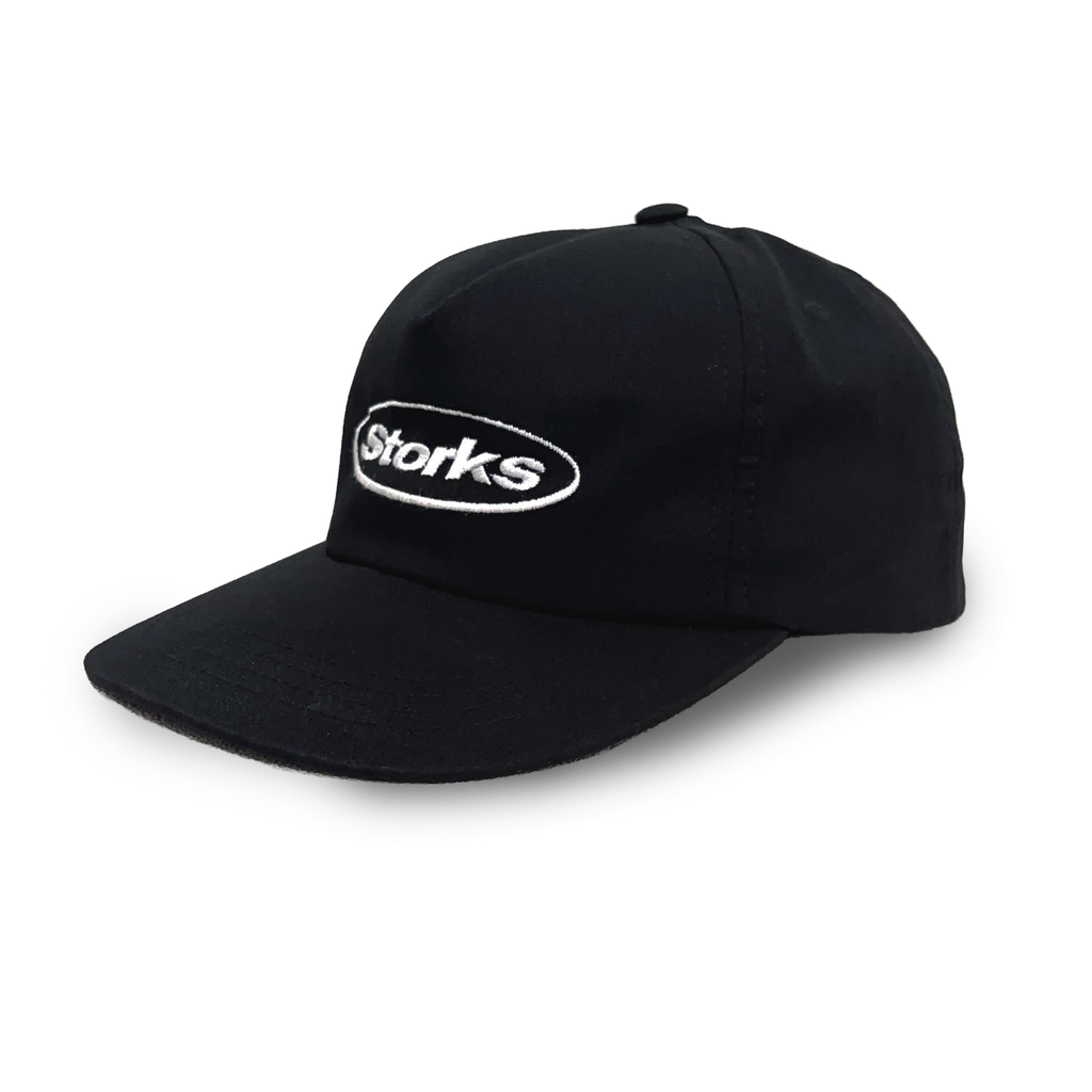 OVAL LOGO 5 PANEL CAP (BLACK)